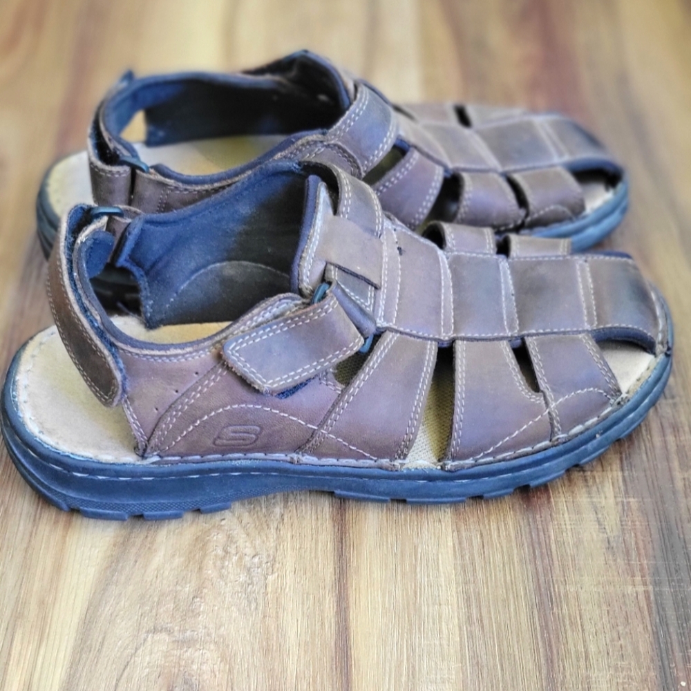 Skechers Y2K Brown Leather Fisherman Sandals Size Men's 10